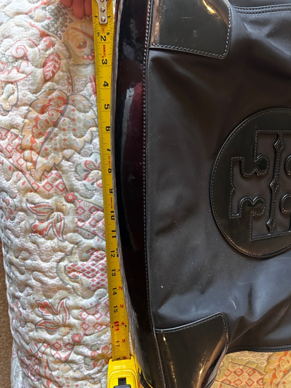 Tory Burch Black Ella Logo Tote with Double Handles - Picture 2 of 6